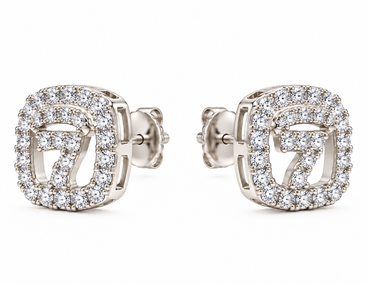STONED WHITE GOLD EARRINGS