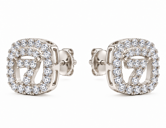 STONED WHITE GOLD EARRINGS